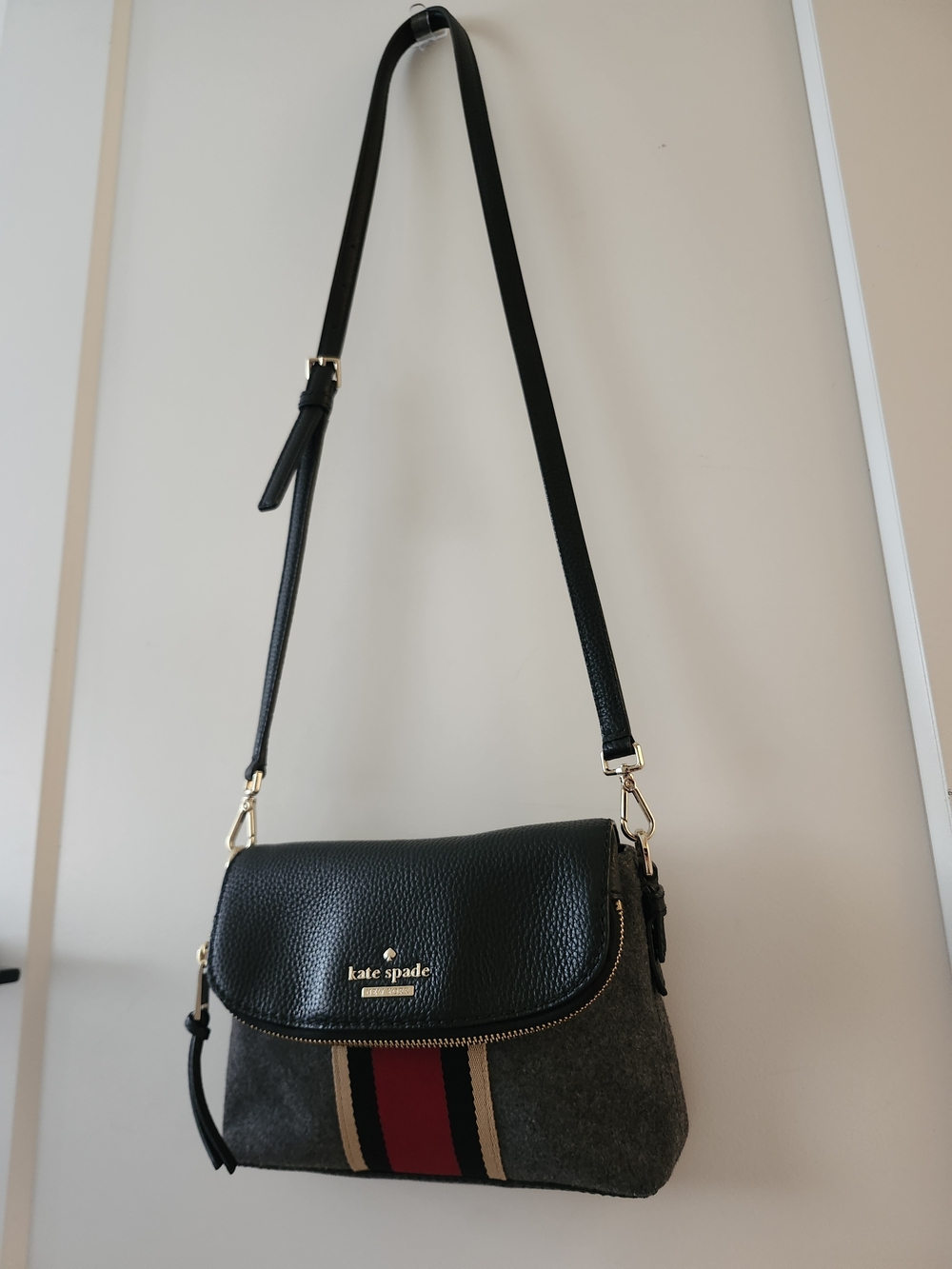 Kate Spade New York Jackson Street Harlyn Leather And Wool Crossbody
